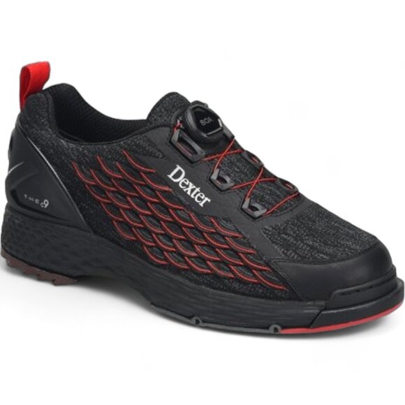 NWT Dexter Mens Size 8 THE C9 Knit BOA Black Red Black Bowling Shoes - Picture 2 of 15